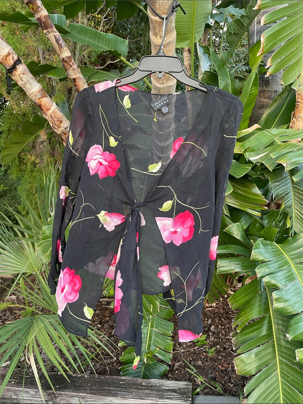 dark floral, pure silk, Thai front jacket or topper